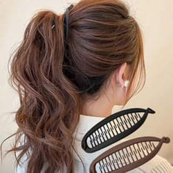 large hair volume amber banana clip ponytail clip