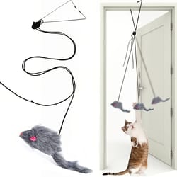 interactive door hanging cat toy with mouse teaser