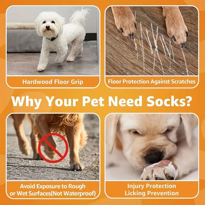 4 Pack Non Slip Dog Socks Double Sided Anti Slip Paw Protection 2