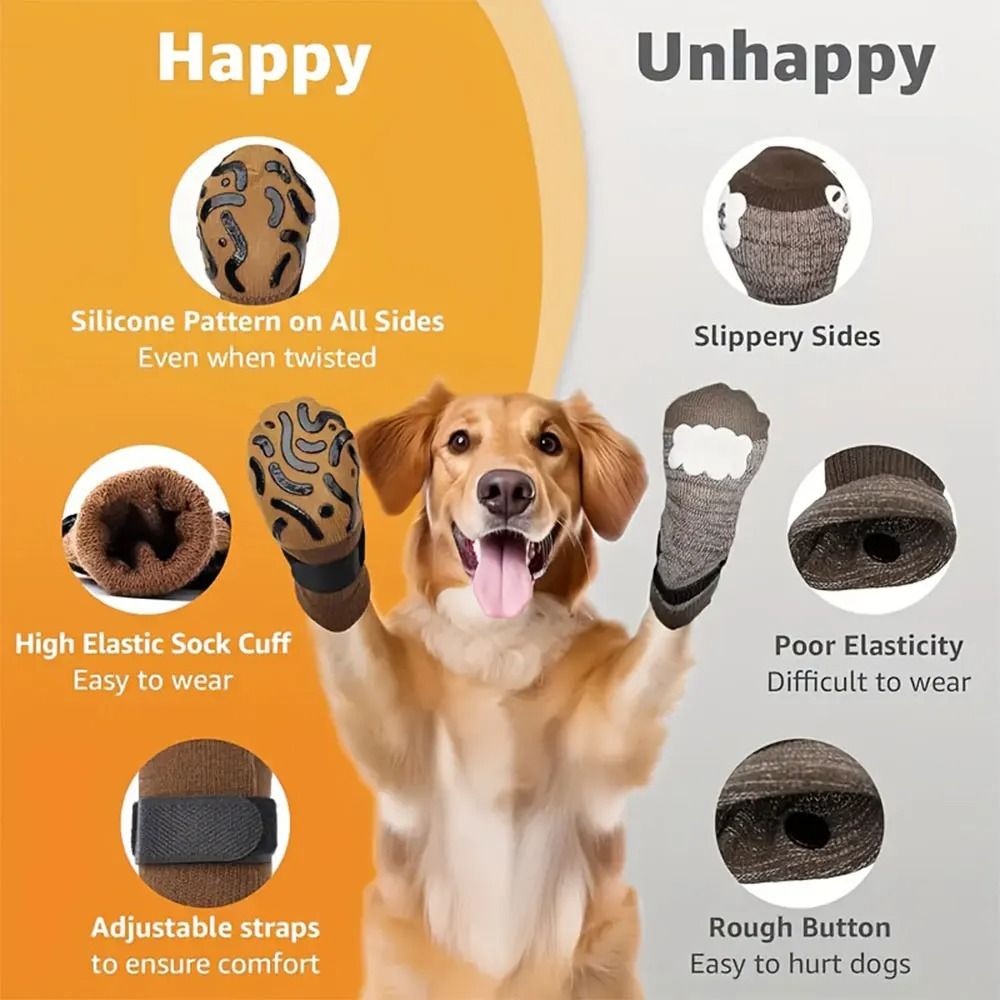4 Pack Non Slip Dog Socks Double Sided Anti Slip Paw Protection 3