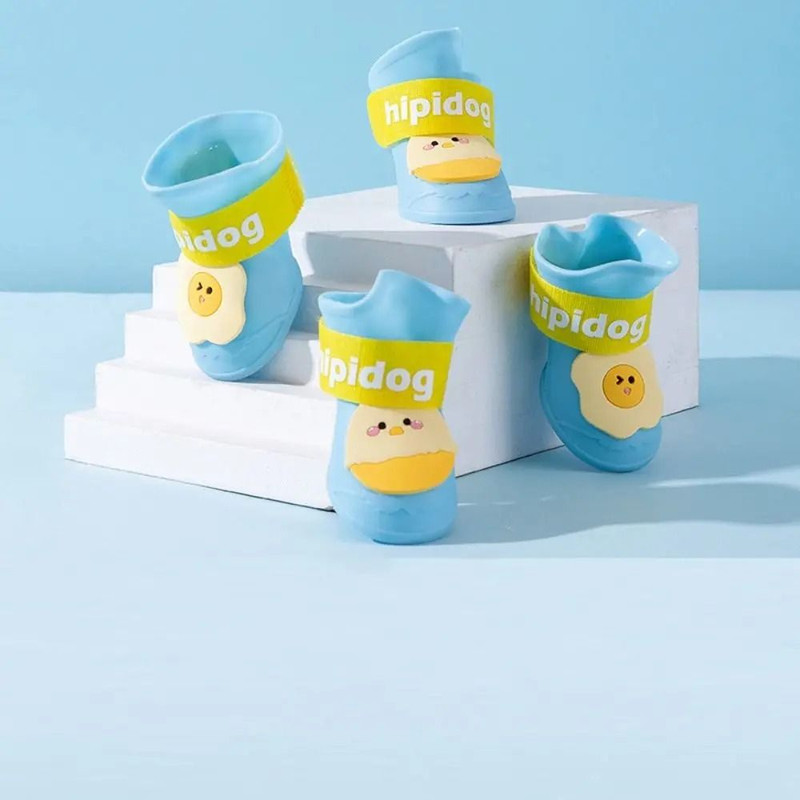 4 Piece Silicone Pet Rain Boot Set 6