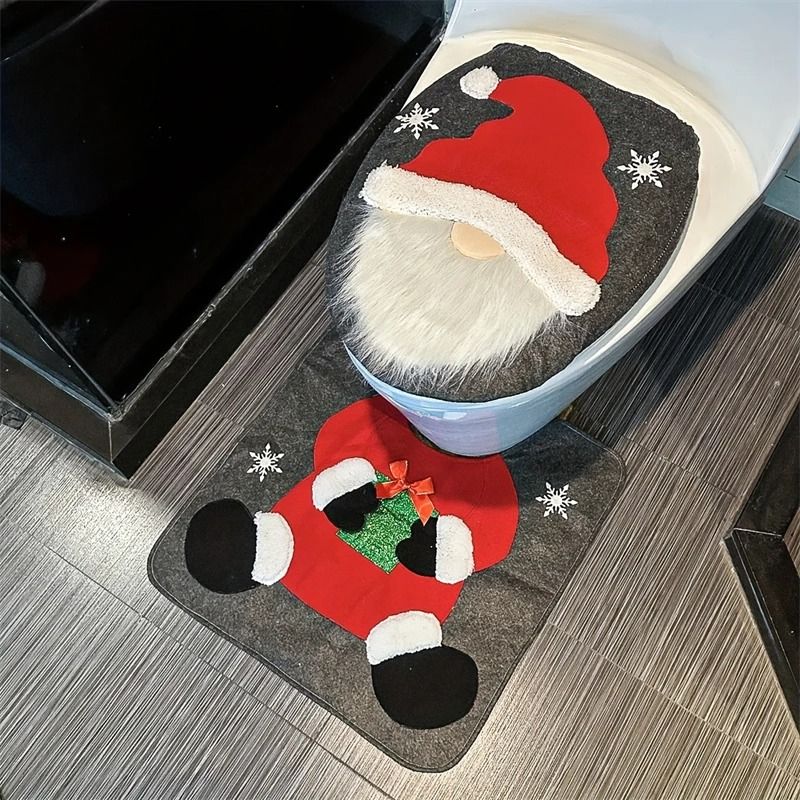 Santa Bathroom Decor Seat Cover Set 3