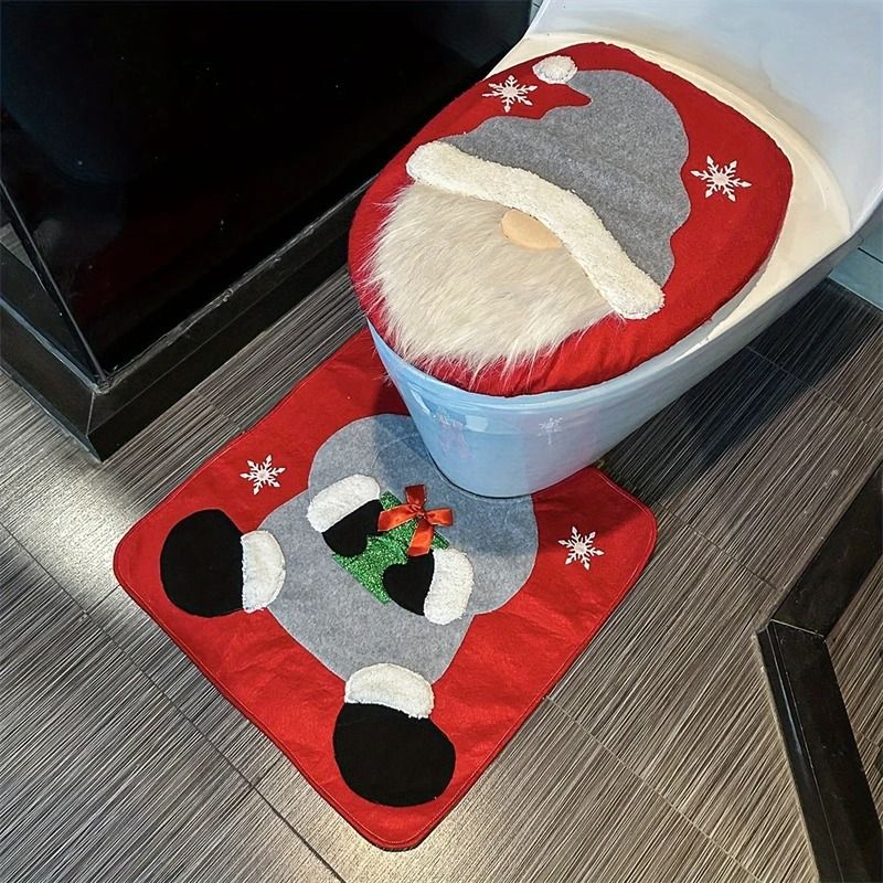 Santa Bathroom Decor Seat Cover Set 4