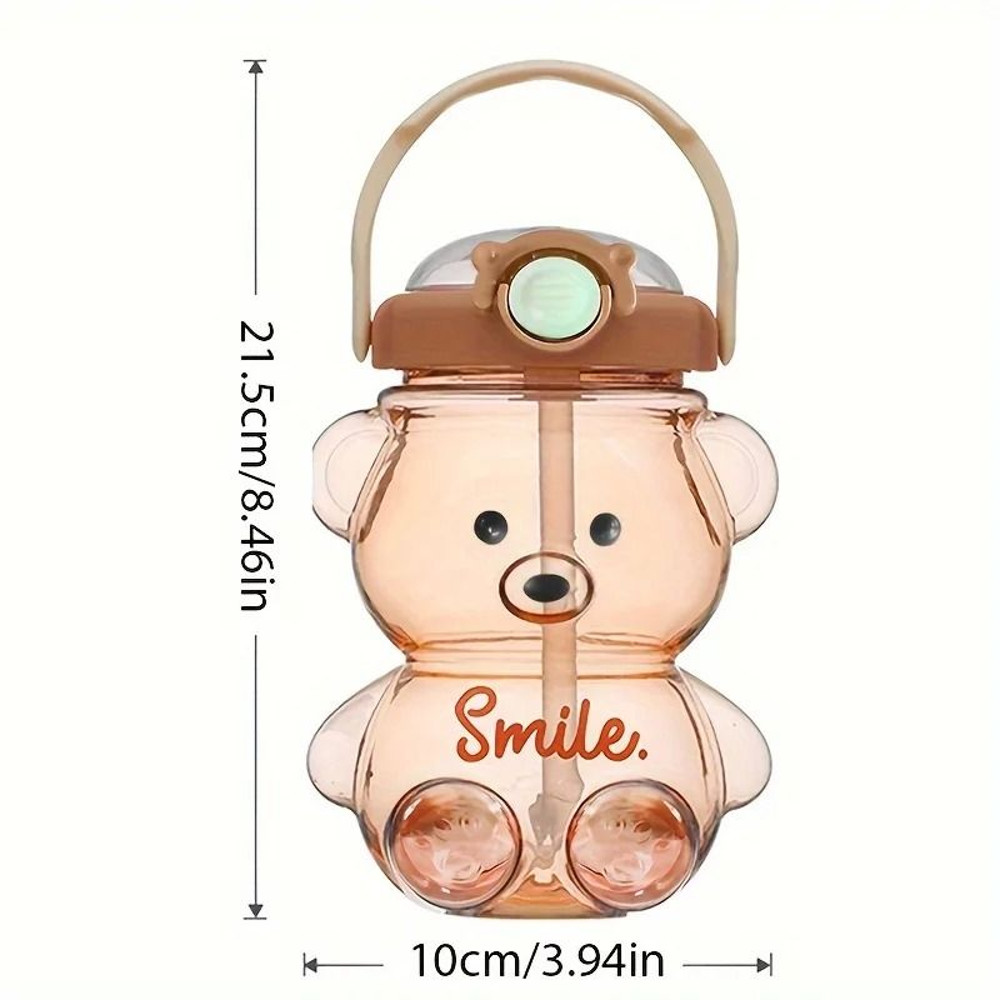 Cute Bear Large Capacity Water Bottle 1000ml Durable Kawaii Drink Tumbler 3