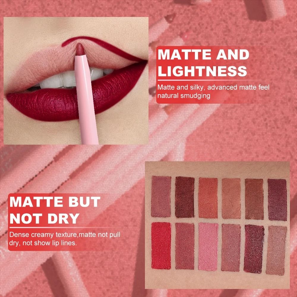 Long Lasting Waterproof Lip Liner Pen Set 6 Pieces For Precise Color Makeup 3