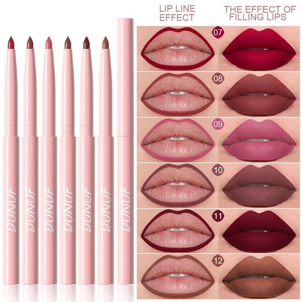 Long Lasting Waterproof Lip Liner Pen Set 6 Pieces For Precise Color Makeup 7