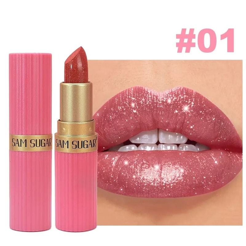 Pearlescent Pink Glitter Velvet Lipstick Long Lasting Waterproof Shimmer Lip Color 5