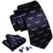 Stylish Purple Silk Tie Set For Men With Pocket Square And Cufflinks For Formal Occasions 1