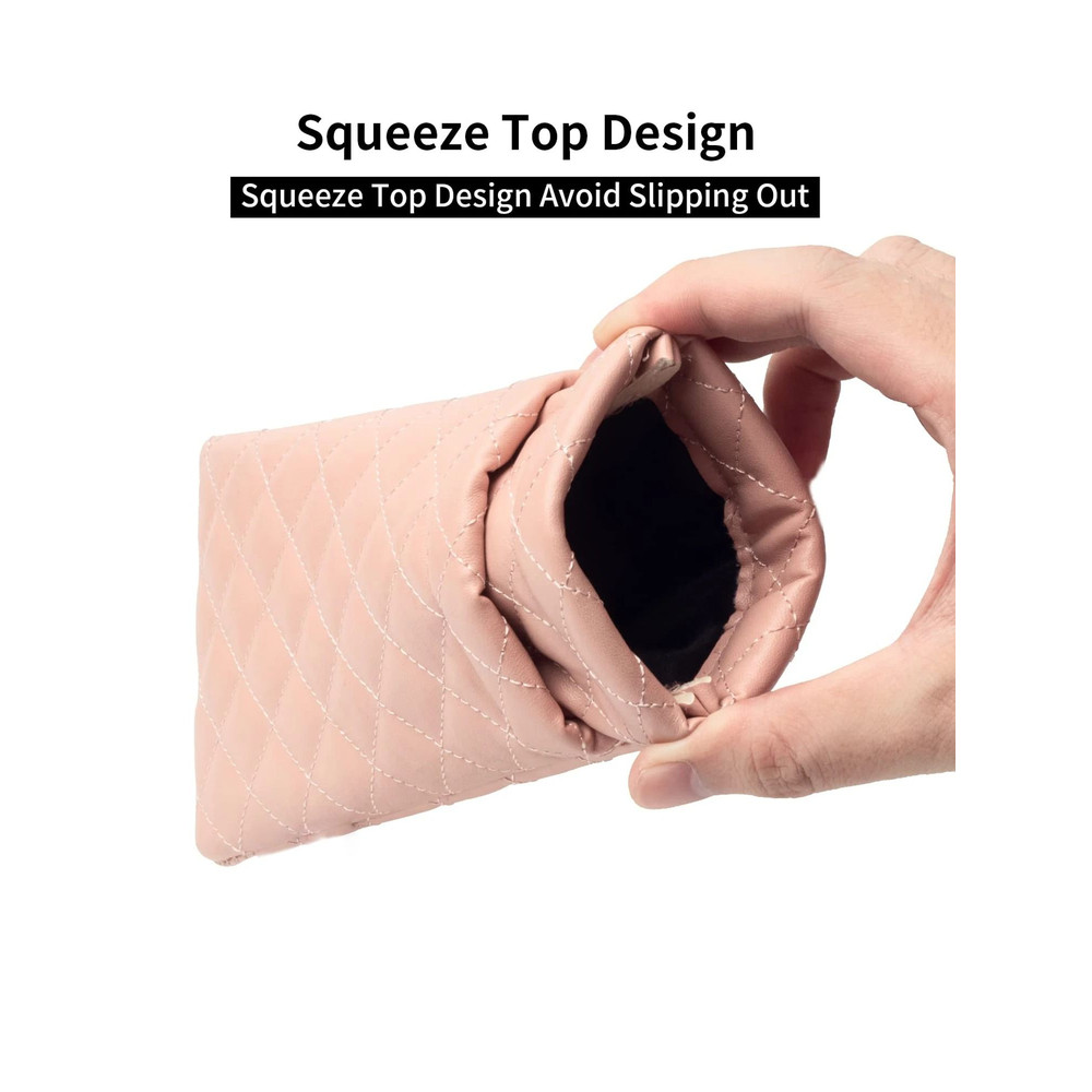 Double Layer Portable Squeeze Glasses Case Soft PU Leather Storage Bag 1
