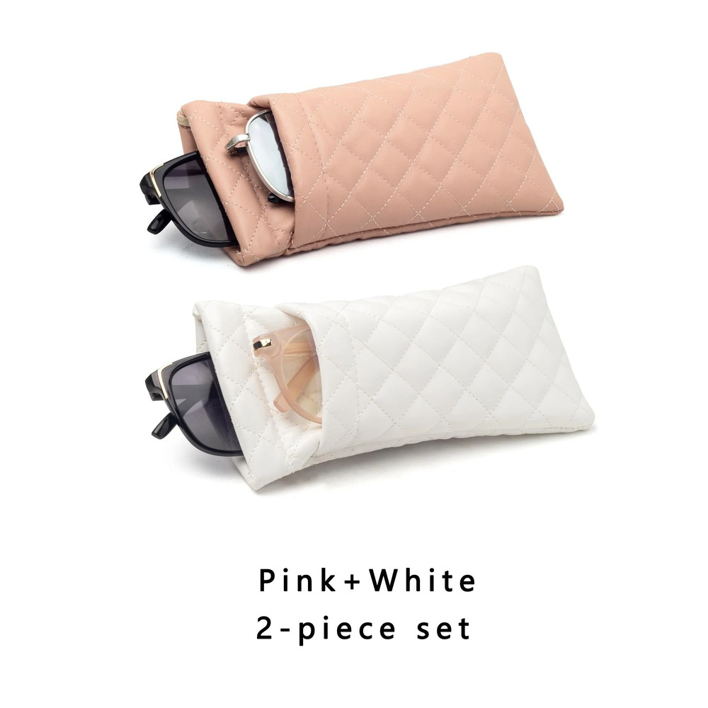 Double Layer Portable Squeeze Glasses Case Soft PU Leather Storage Bag 11