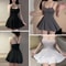 Pleated Mini Dress For Women Smooth Stretchy Slip Dress With Ruffled Skirt 4