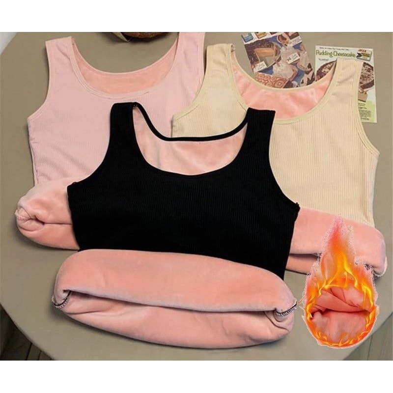 Warm Plush Lined Winter Seamless Underwear Vest For Women 0