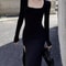 Elegant Side Slit Long Sleeve Bodycon Dress For Women 2
