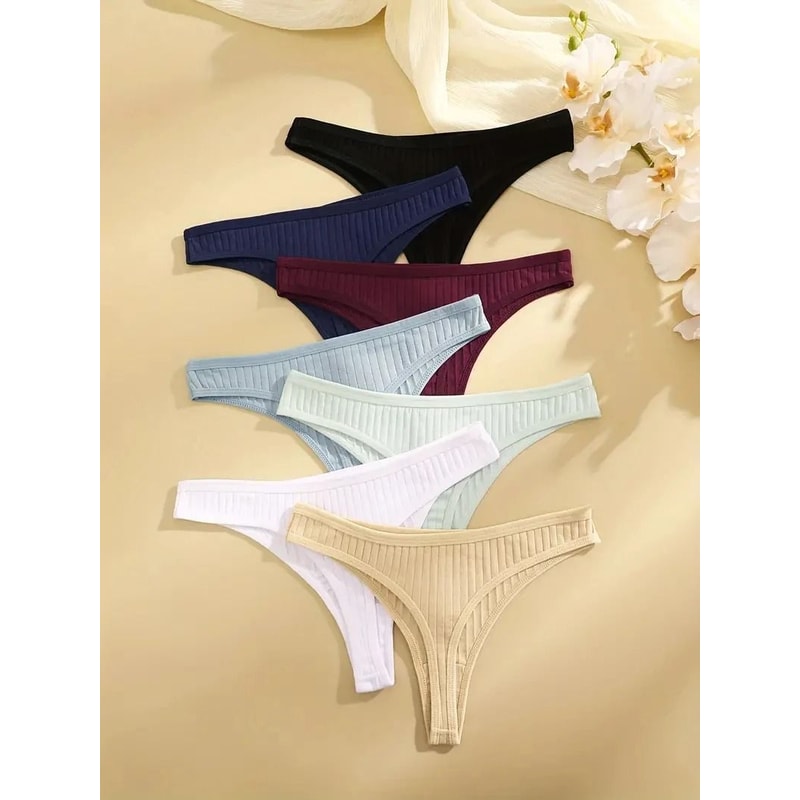 Soft Cotton Low Rise Thong Set For Women 1