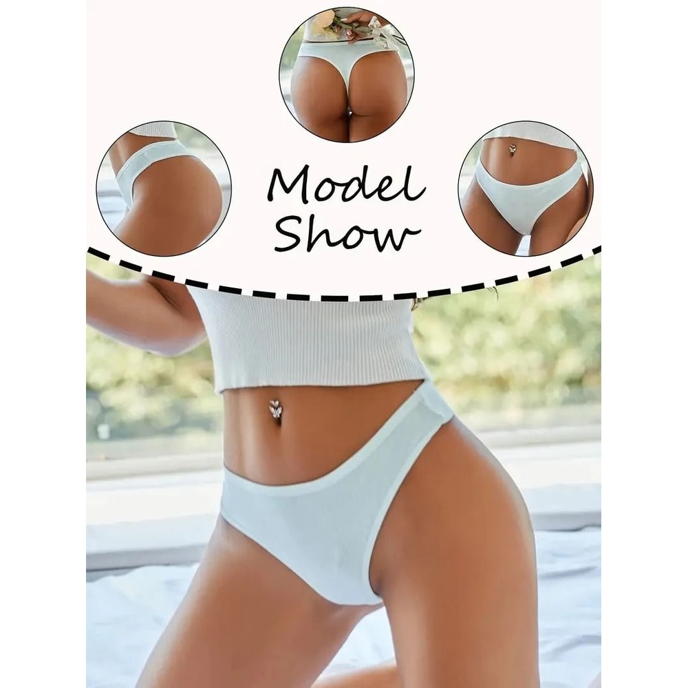 Soft Cotton Low Rise Thong Set For Women 3