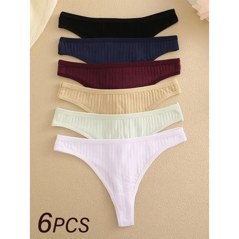 Soft Cotton Low Rise Thong Set For Women 5