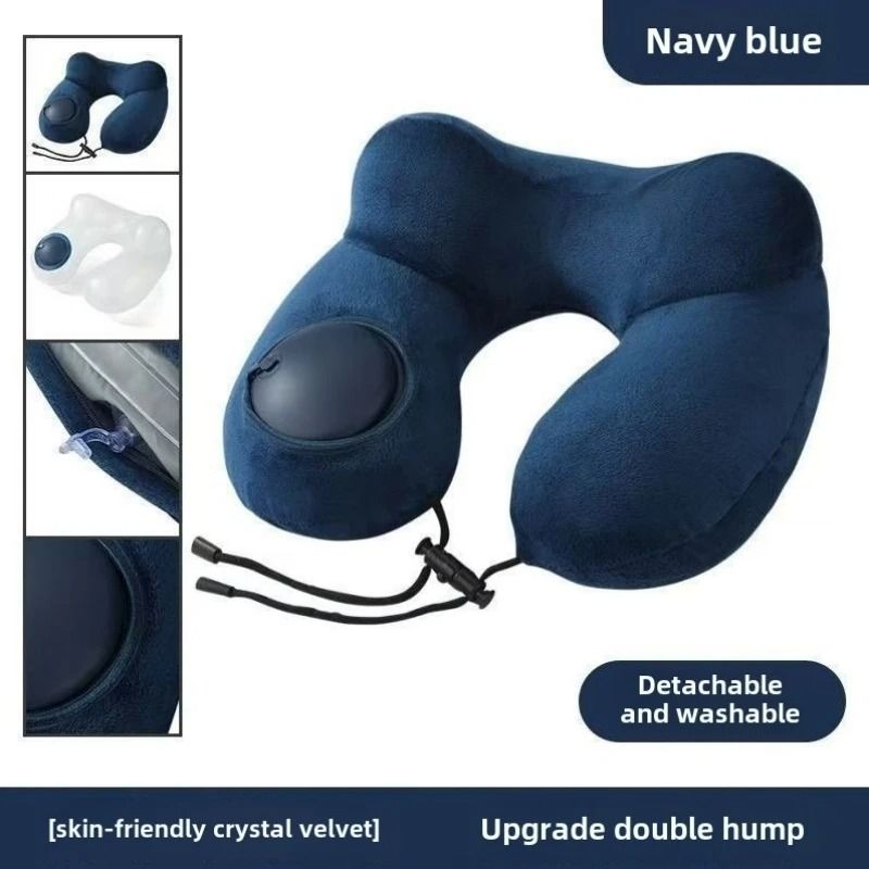 U Shaped Inflatable Travel Pillow With Press To Inflate Design 3