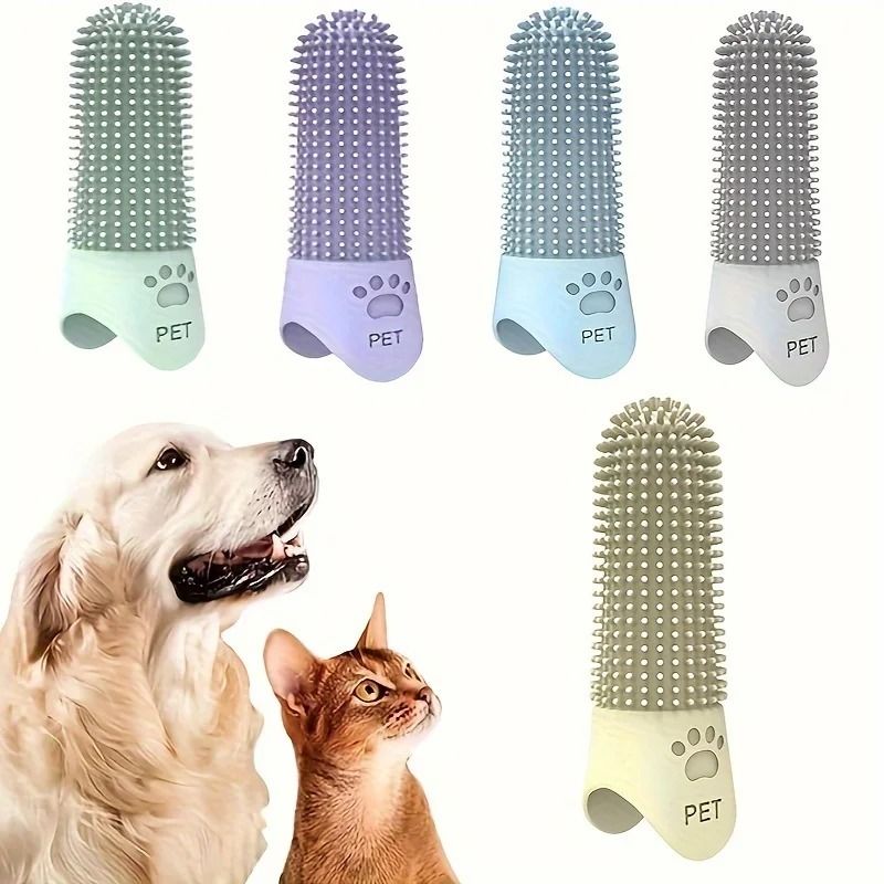 Soft Silicone 360 Degree Finger Toothbrush For Dogs And Cats 0