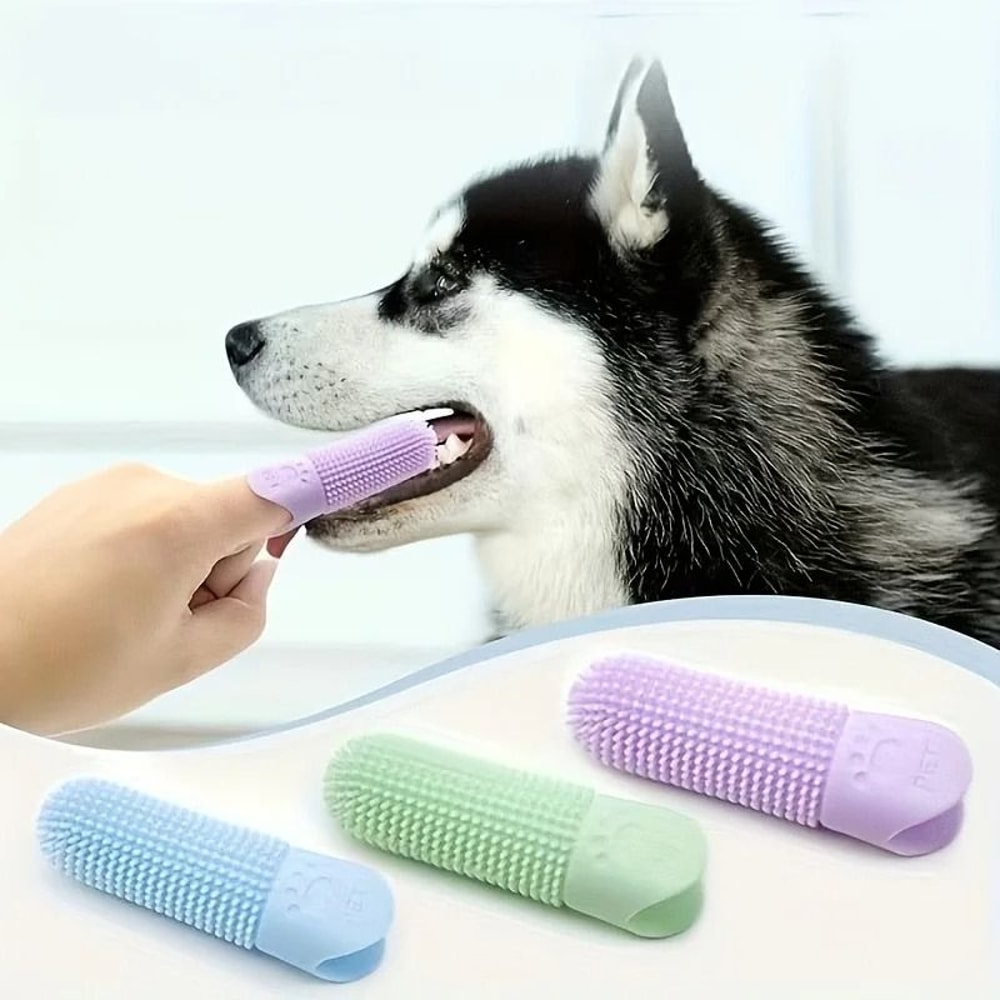 Soft Silicone 360 Degree Finger Toothbrush For Dogs And Cats 1