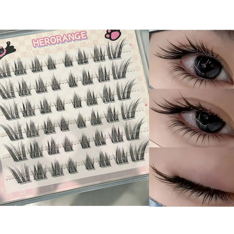 Easy Apply Self Adhesive Individual Eyelashes Fluffy Cluster Lashes 10