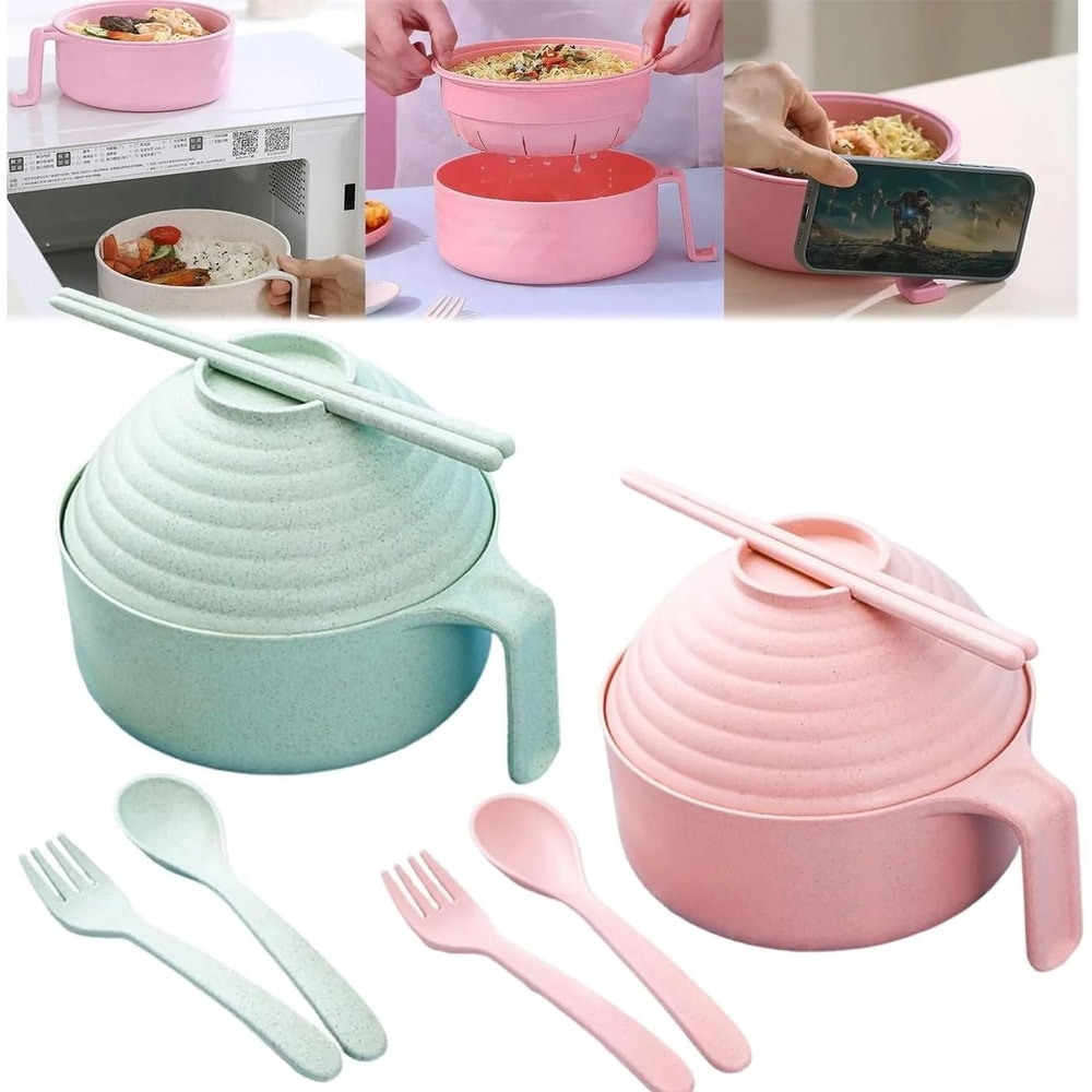 3 In 1 Ramen Bowl Set With Lid And Chopsticks 0
