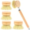 Bamboo Dish Brush Set With Long Handle And Deep Cleaning Bristles 6