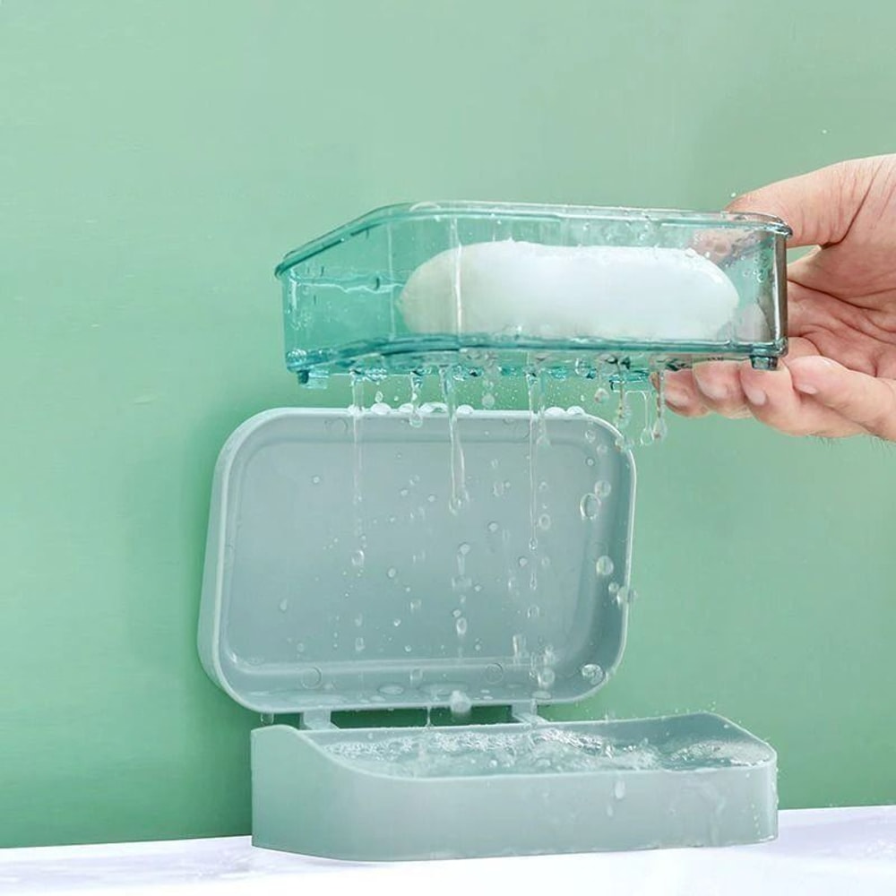 Bathroom Soap Dish With Lid And Draining Tray 1