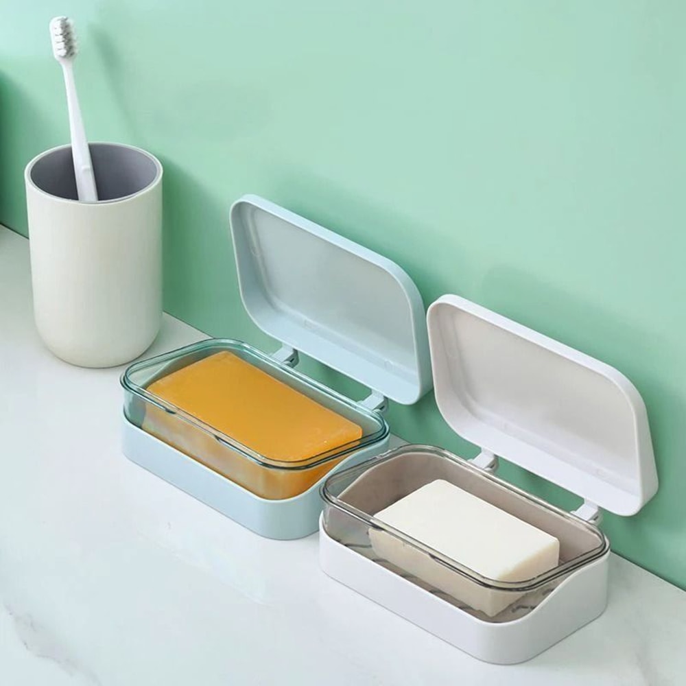 Bathroom Soap Dish With Lid And Draining Tray 3