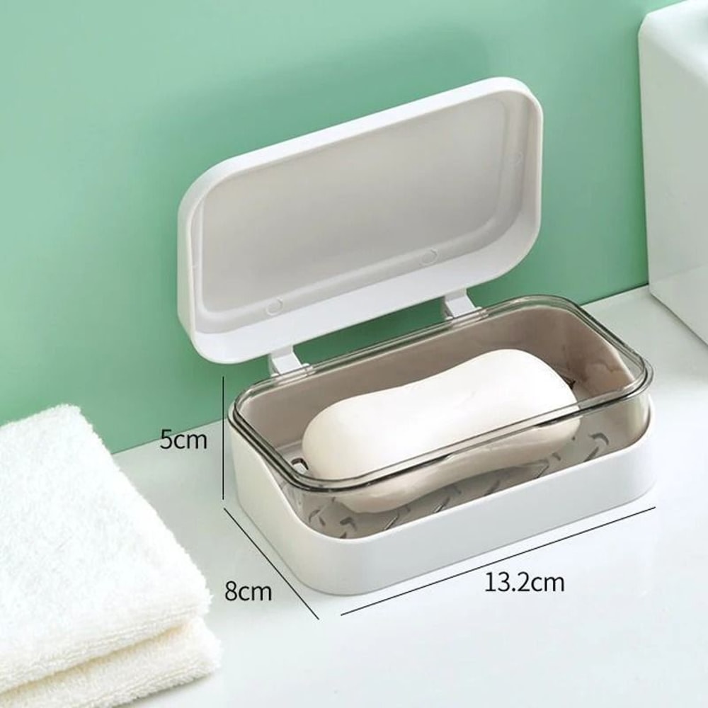 Bathroom Soap Dish With Lid And Draining Tray 7