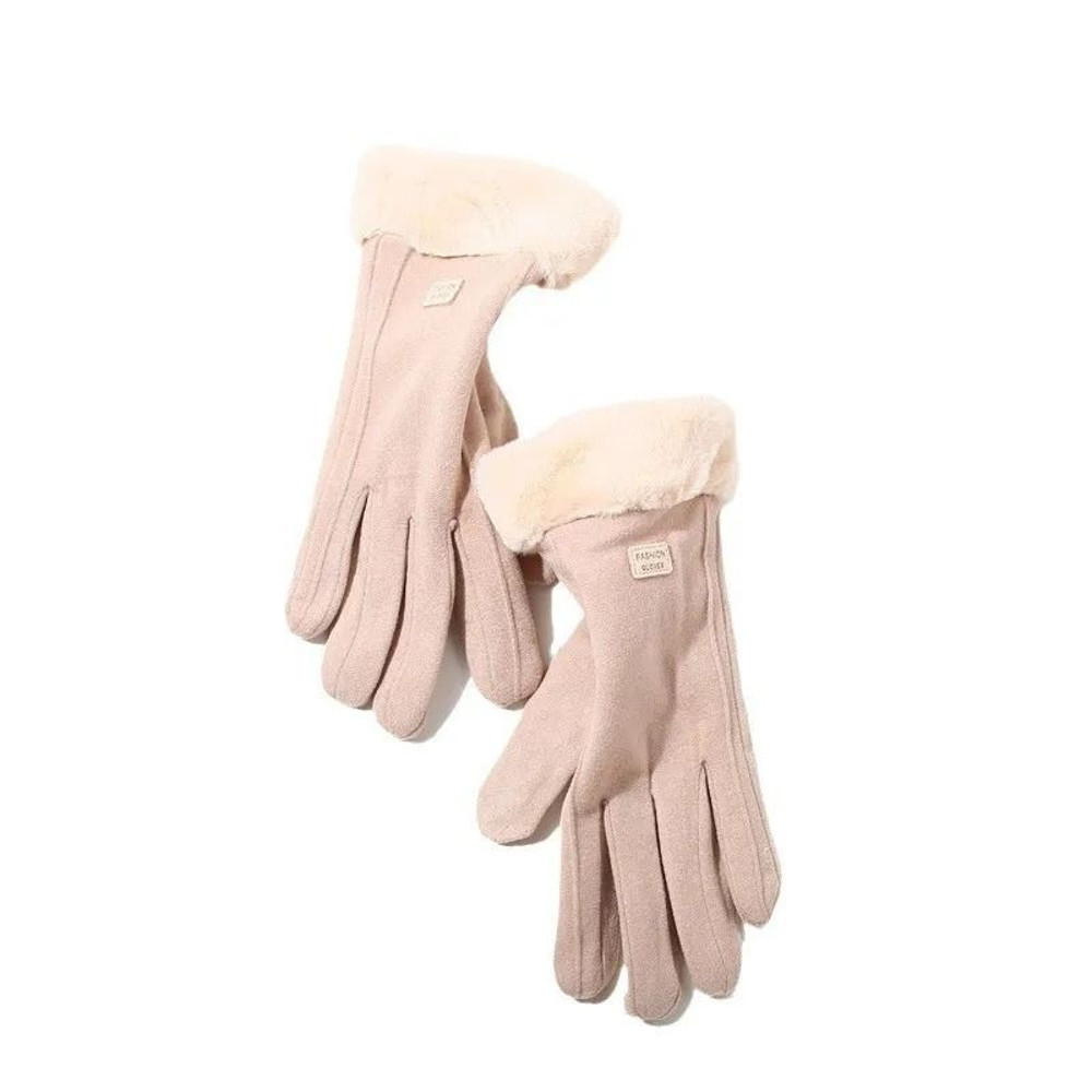 Womens Winter Plush Touchscreen Gloves Warm Suede Outdoor Driving Gloves 6