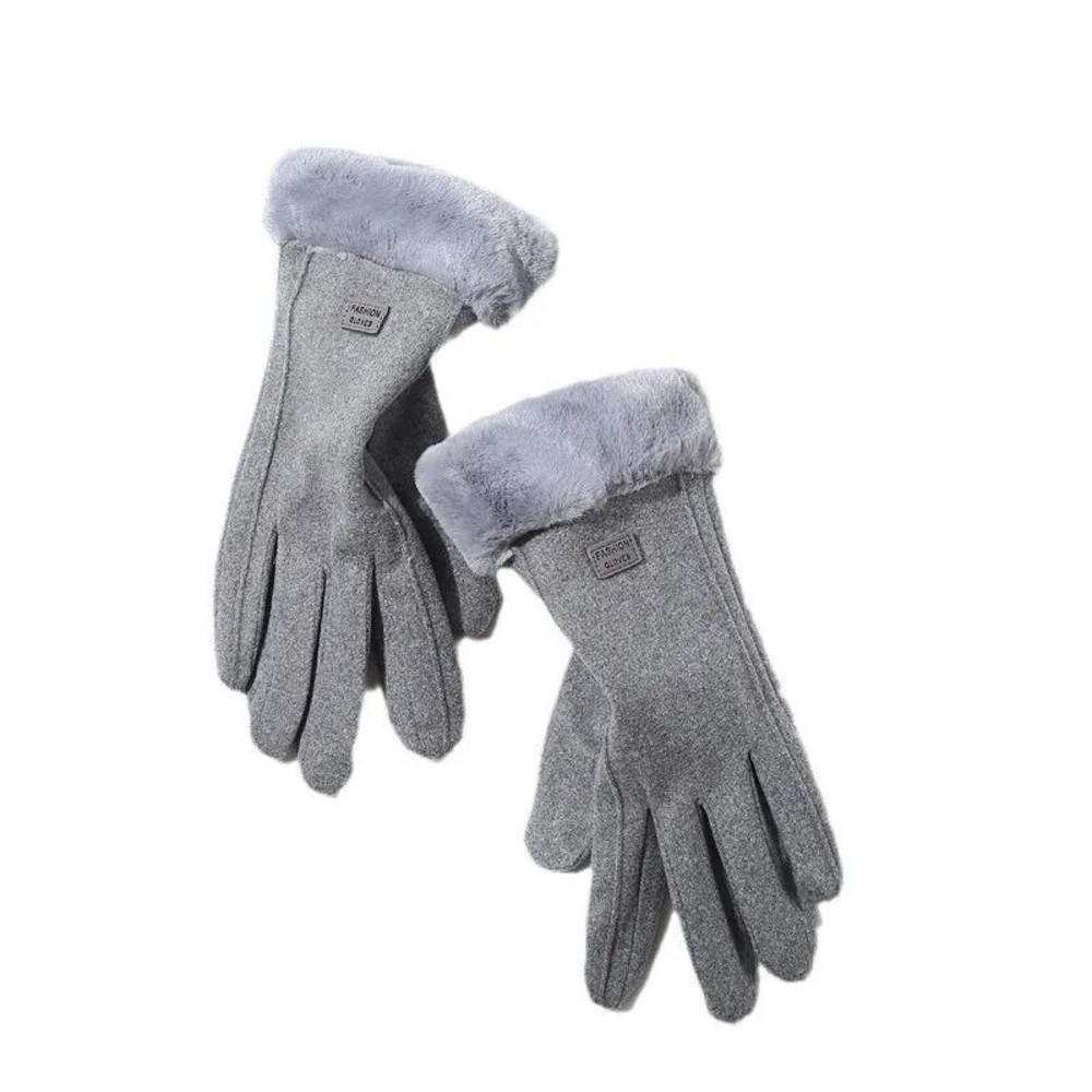 Womens Winter Plush Touchscreen Gloves Warm Suede Outdoor Driving Gloves 8