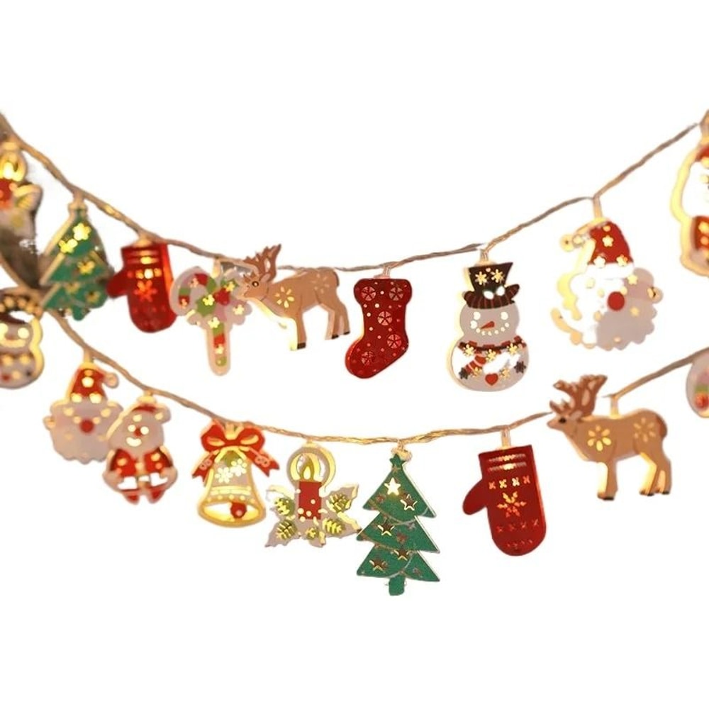 Christmas Deer And Snowflake LED String Lights Battery Powered Holiday Decoration 5
