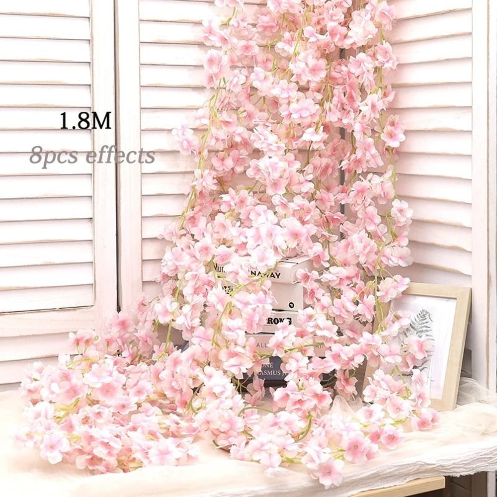 Artificial Sakura Floral Garland For Home Garden Decoration 7