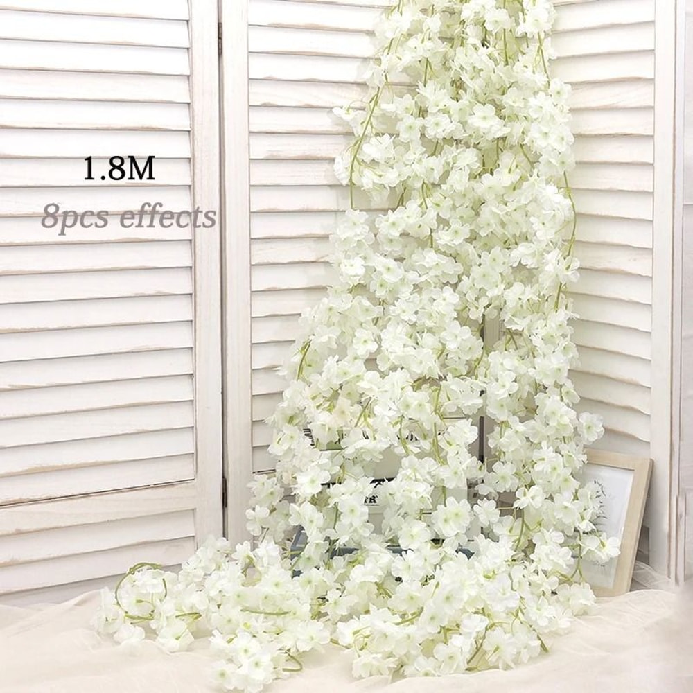 Artificial Sakura Floral Garland For Home Garden Decoration 8