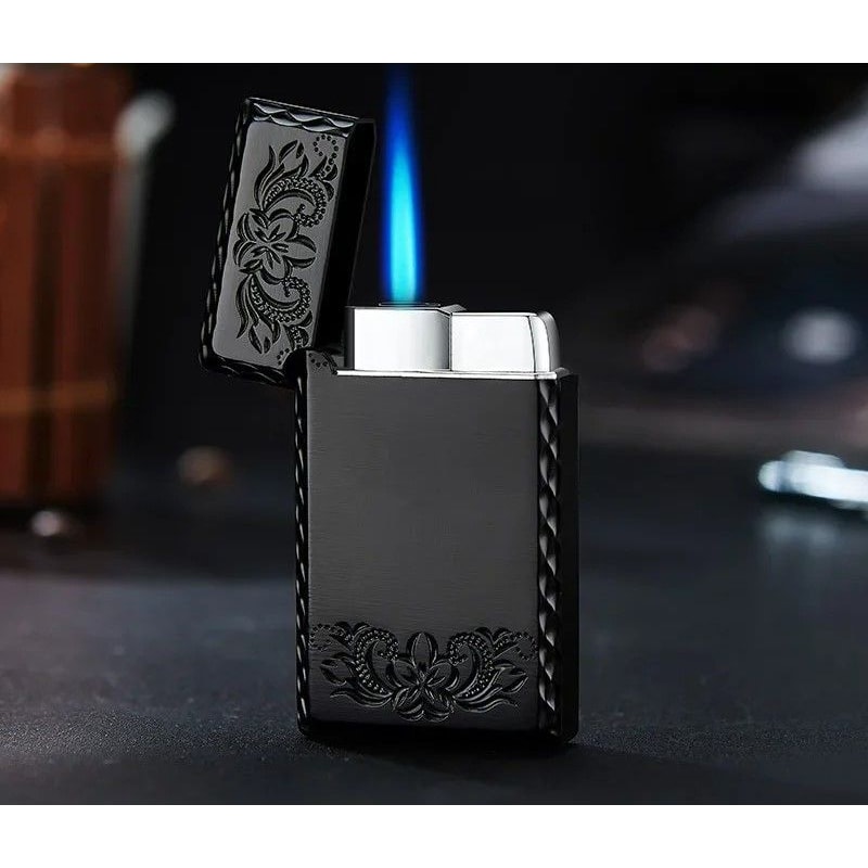 Decorative Metal Pocket Lighter With Case And Embossed Design 13
