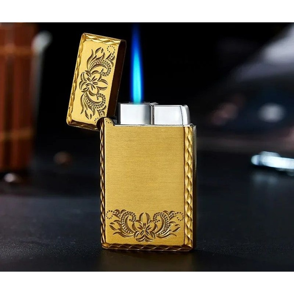 Decorative Metal Pocket Lighter With Case And Embossed Design 14
