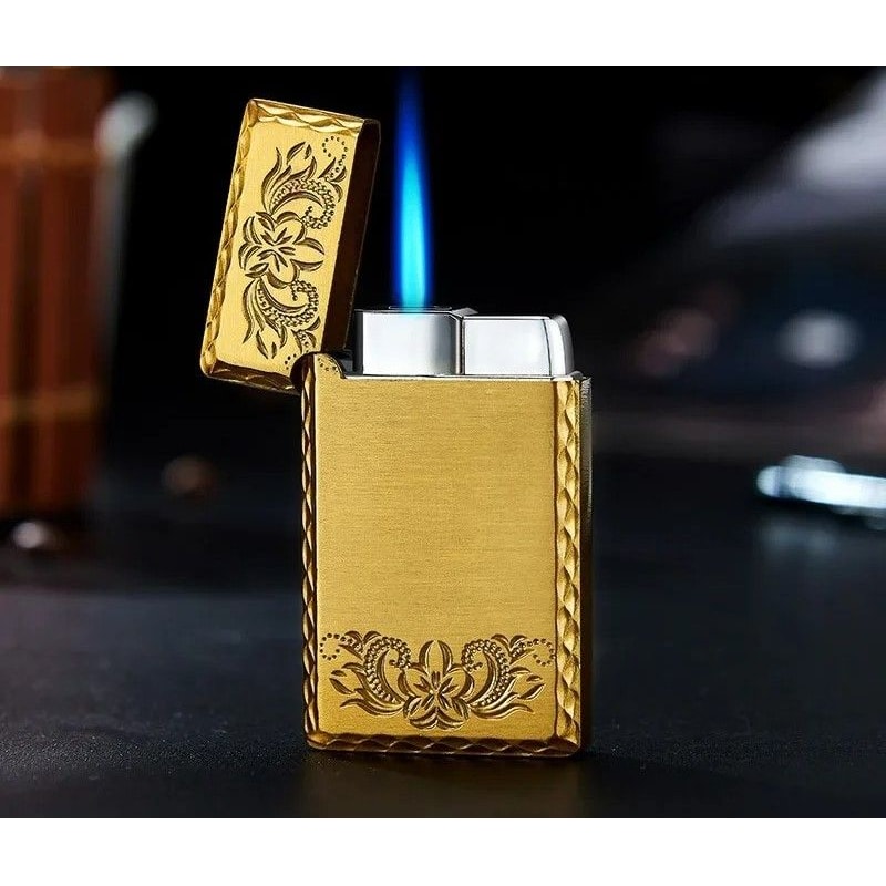 Decorative Metal Pocket Lighter With Case And Embossed Design 14