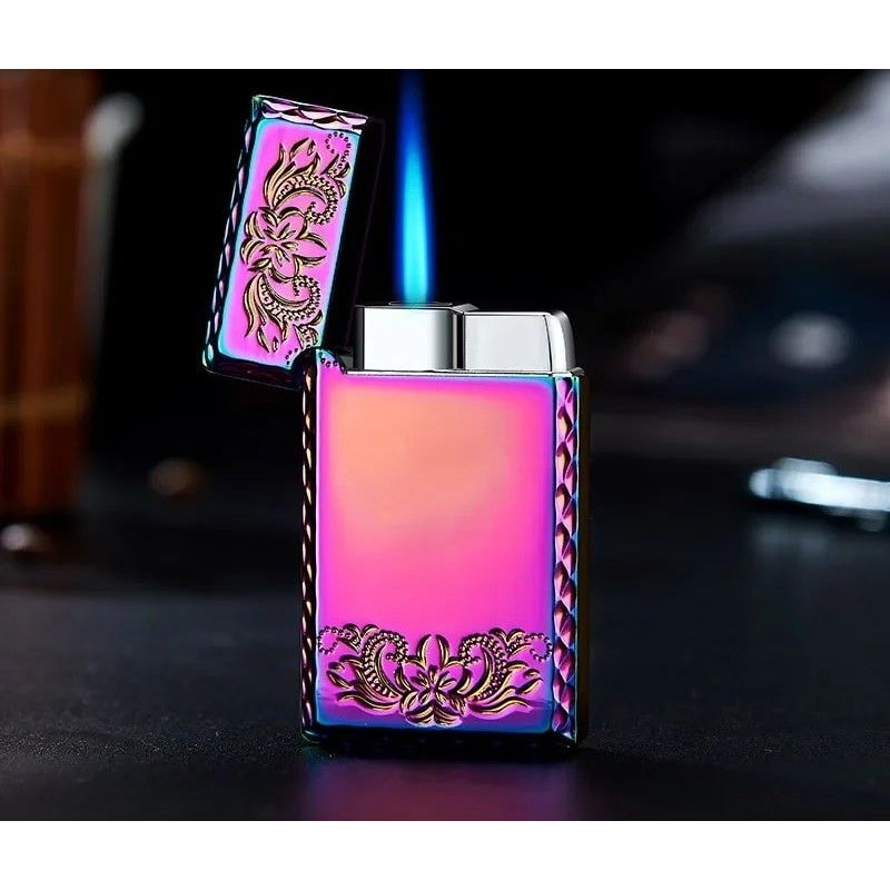 Decorative Metal Pocket Lighter With Case And Embossed Design 16