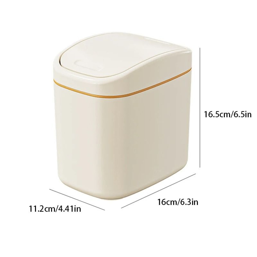 Compact Desktop Trash Can With Shake Cover 5