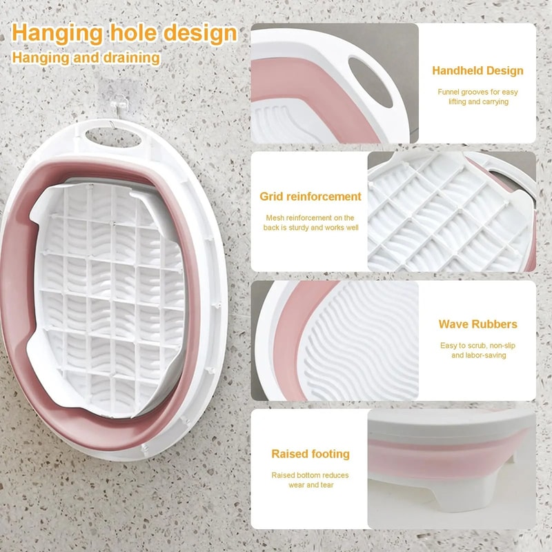 Portable Foldable Washing Basin With Built In Washboard 2