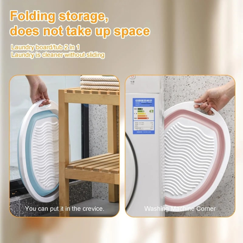 Portable Foldable Washing Basin With Built In Washboard 3
