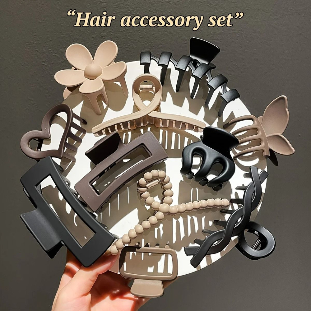 Elegant Frosted Hair Clip Set For Women Back Head Clips 2