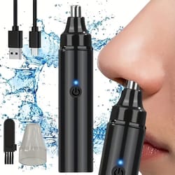 compact rechargeable nose hair trimmer and facial hair remover