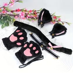 adorable cat paw gloves and ear headwear set for cute winter style