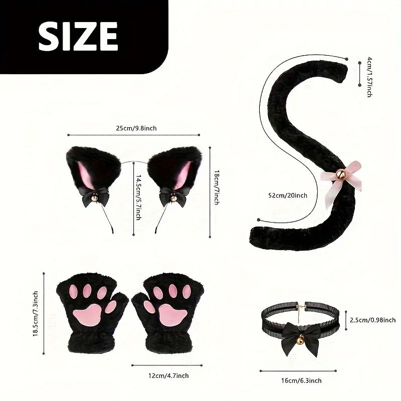 Adorable Cat Paw Gloves And Ear Headwear Set For Cute Winter Style 2