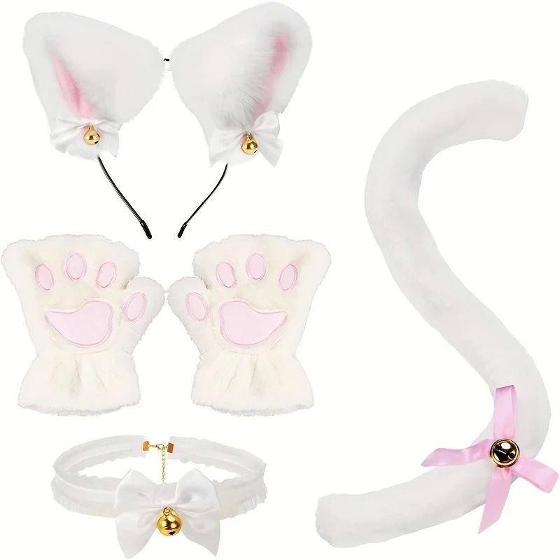 Adorable Cat Paw Gloves And Ear Headwear Set For Cute Winter Style 7