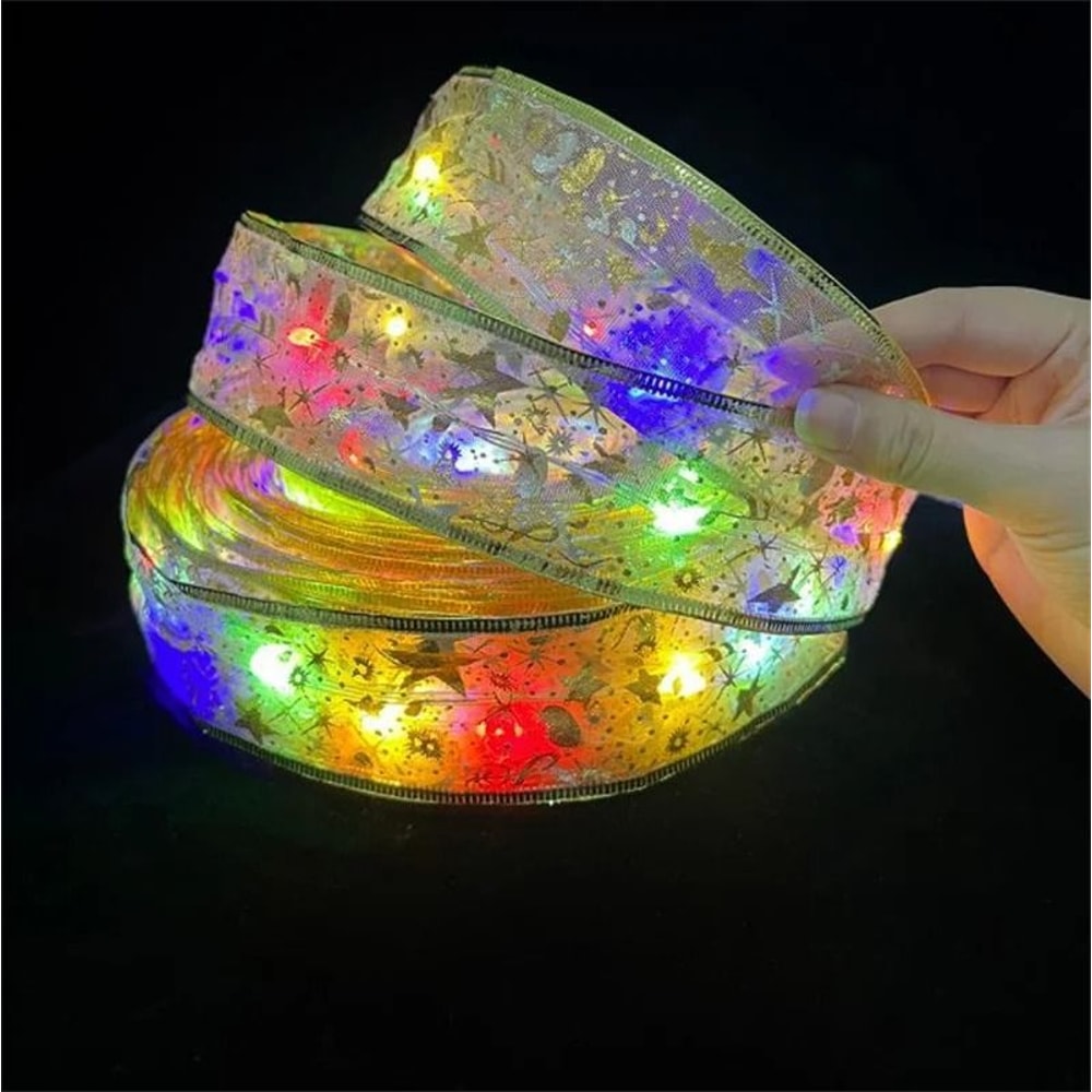 Festive Ribbon Fairy Light String For Christmas Holiday Decoration 4