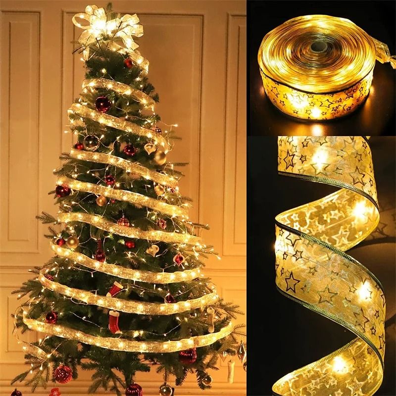 Festive Ribbon Fairy Light String For Christmas Holiday Decoration 7