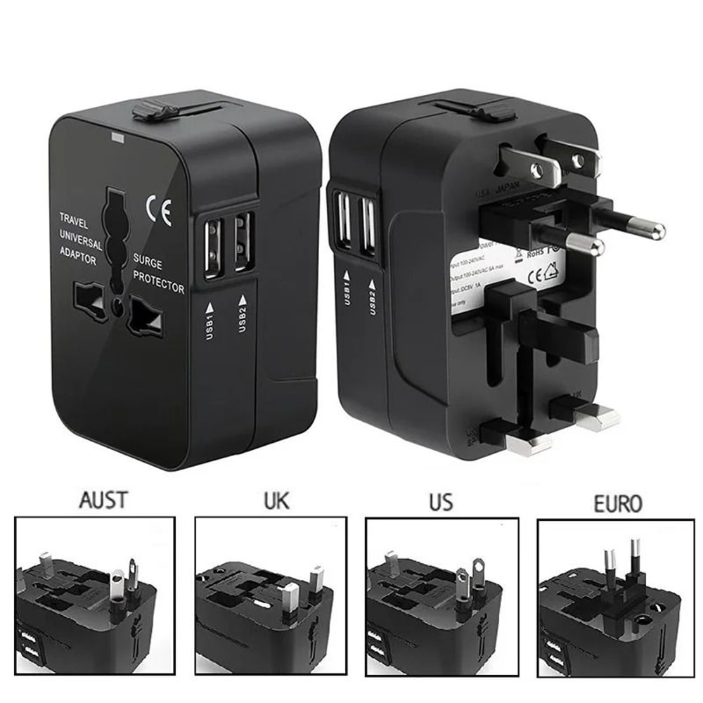Universal Travel Adapter With Dual USB Ports For Worldwide Use 6