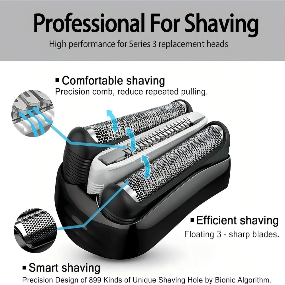 Replacement Foil Head For Electric Shaver Compatible With Many Braun 3 Series Models 2